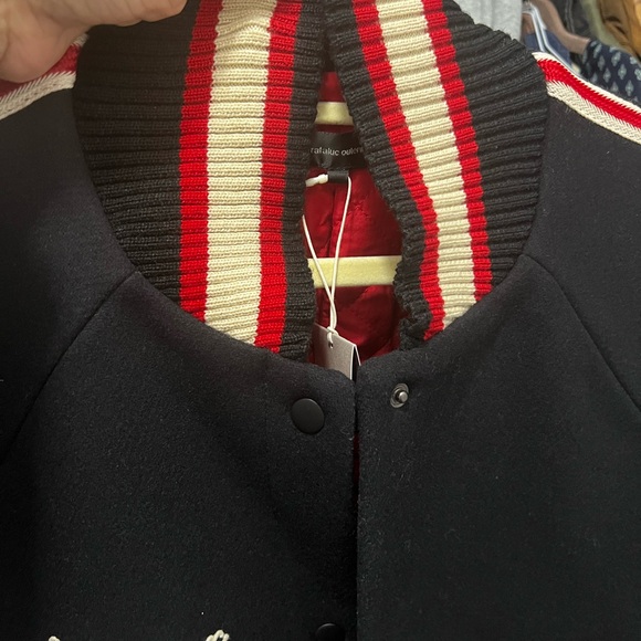 ZARA wool embroidered short jacket baseball jacket-black-Size L NWT - Picture 8 of 14